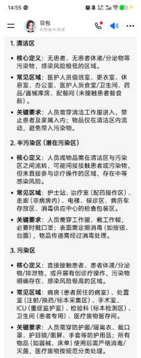 清洁半污染污染区的划分，分别用蓝色黄色红色毛巾
